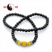 【3A】泗玥砭石头珠玛瑙项链（7mm）黄色 红色