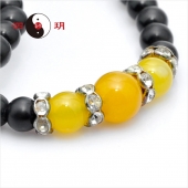 【3A】泗玥砭石头珠玛瑙项链（7mm）黄色 红色